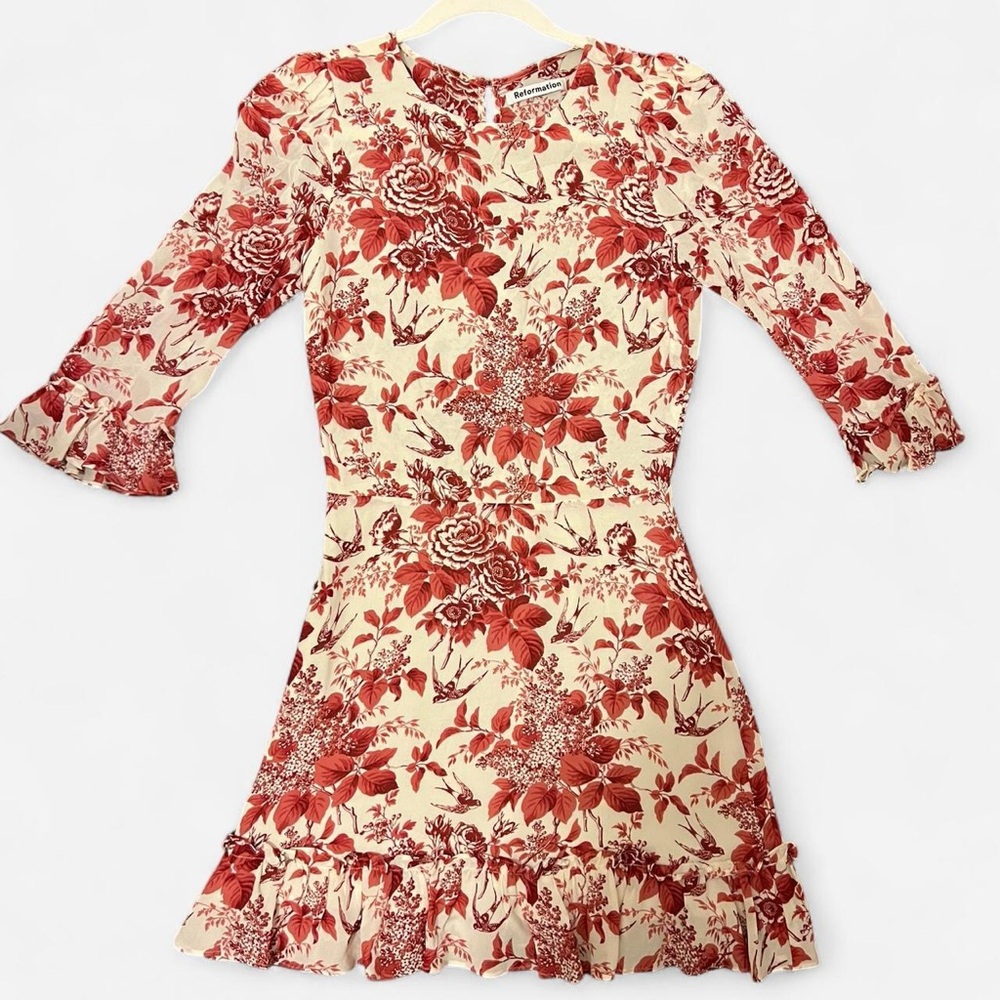 Reformation Red Floral Mini Dress - Picture 2 of 8